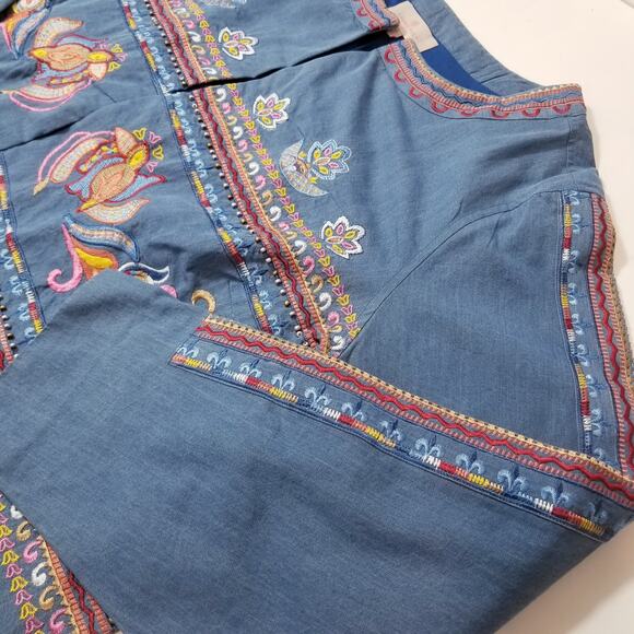 Laurie Felt 100% Cotton Bohemian Floral Embroidered Blazer Jacket - Picture 12 of 14